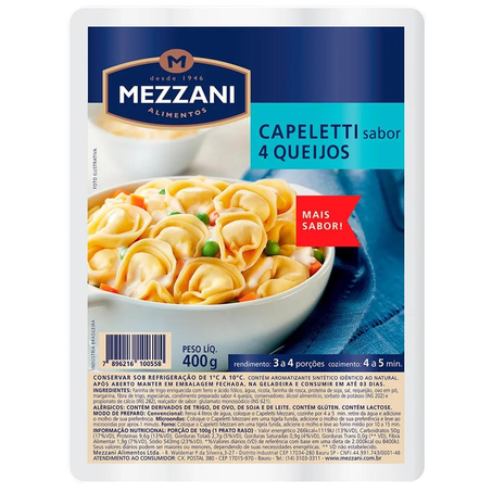 Massa Recheada Mezzani 400g - Capeletti - Quatro Queijos