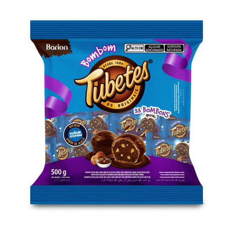 Bombom Tubetes 500g - Nutcream - Cobertura Chocolate