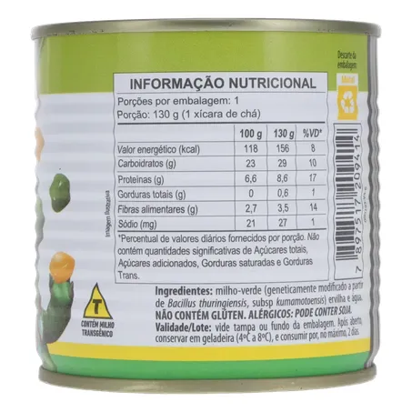 Ervilha e Milho Verde em Conserva Fugini Cozido Ao Vapor Lata 200gr 360-11