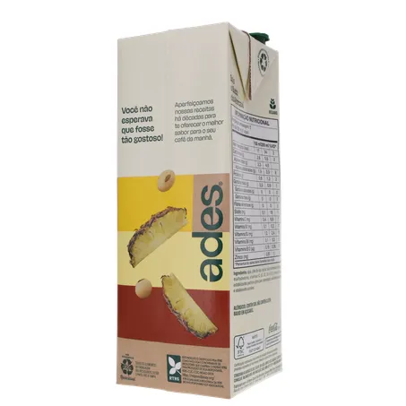 Bebida a Base de Soja Ades Sabor Abacaxi Caixa 1lt 360-21