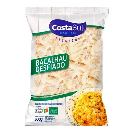 Bacalhau Costa Sul Desfiado Congelado Pacote 500g 
 