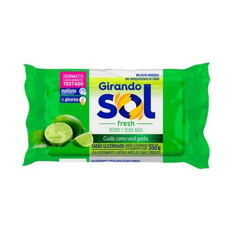 Sabão em barra girando sol fresh limão com glicerina pacote 200g