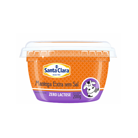 MANTEIGA SANTA CLARA SEM SAL 200G ZERO LACTOSE