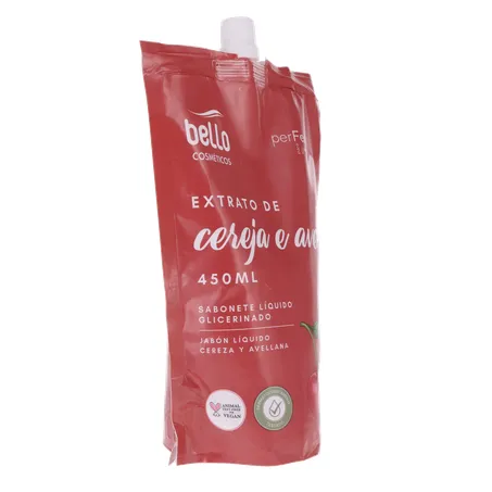 Sabonete líquido bello cereja e avelã sachê com tampa 450ml 360-31