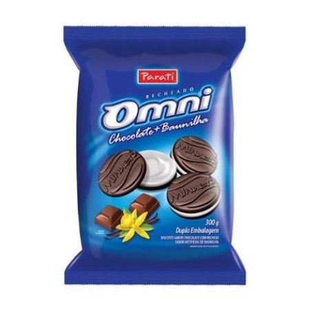 Biscoito Doce Recheado Parati Omni Chocolate E Baunilha Embalagem 300G