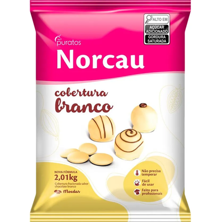 Cobertura norcau moedas branco 2.01kg