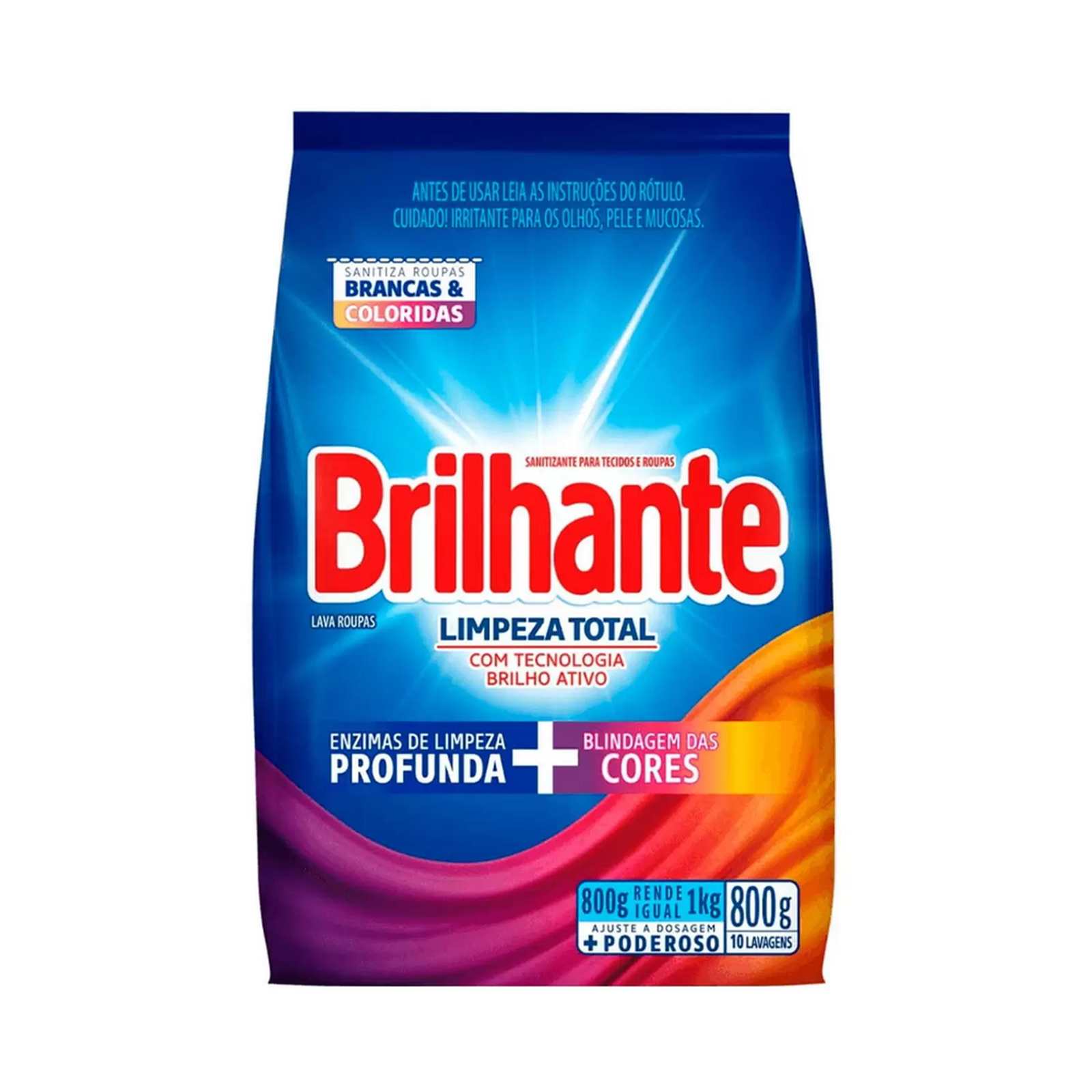 Lava Roupas Brilhante Limpeza Total Sachê 800g