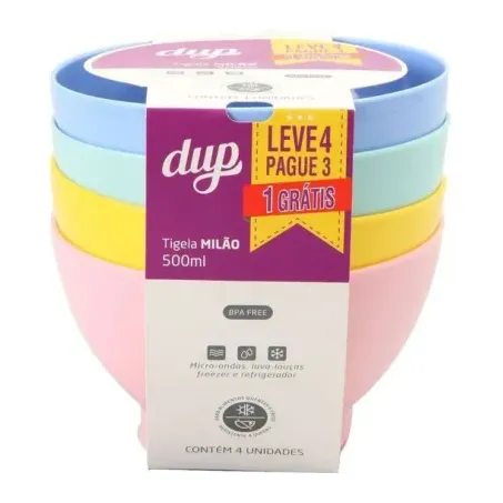 Conjunto Dup Tigela Milao 500ml Lv4 Pg3 Colors