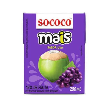 Água de coco sococo sabor uva 200ml