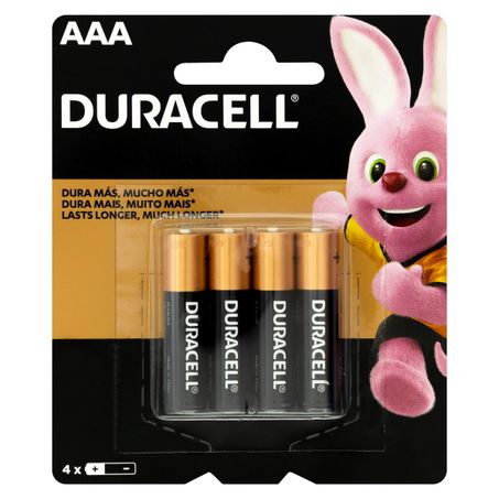 PILHA ALCALINA AAA MN 2400B4 DURACELL 4 UNIDADES 1,5V