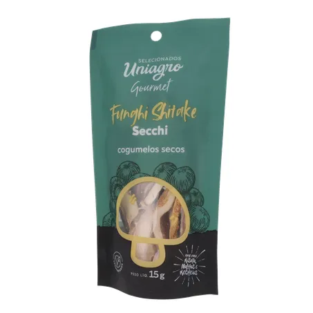 Cogumelos Secos Funghi Shitake Selecionados Uniagro Gourmet Sachê 15gr 360-2