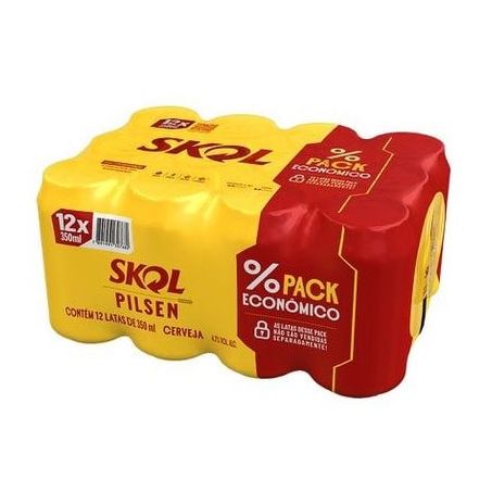 Cerveja skol pack econômico 350ml cx c/ 12 latas