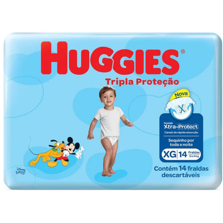 Fraldas huggies 14un grande tripla proteção