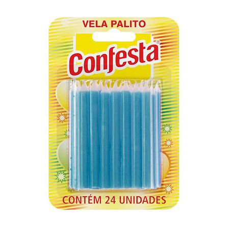VELA CONFESTA PALITO AZUL COM 24 UN