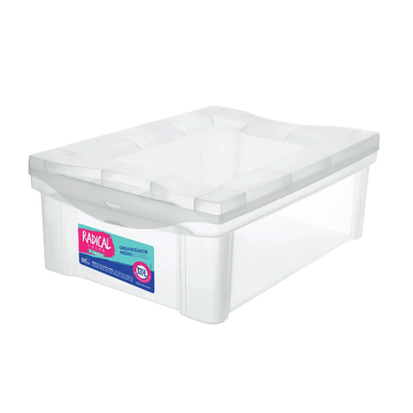 CAIXA ORGANIZADORA PLÁSTICA ORDENE CRISTAL MÉDIA BAIXA 13,5L
