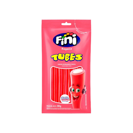 Goma fini tubinho doce morango 80g