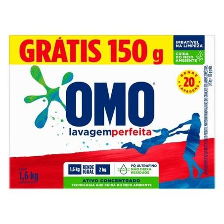 Lava roupas em po omo lavagem perfeita caixa 1,6kg