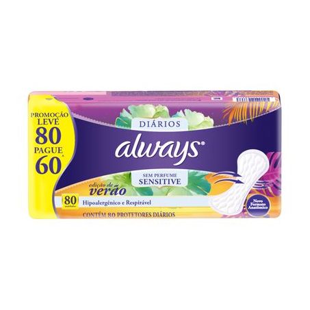 Protetor diário com perfume always c/80