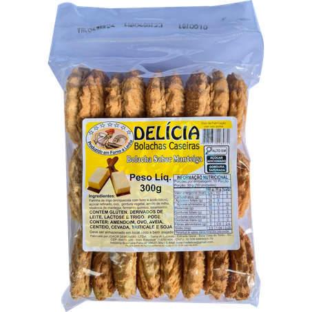 BOLACHA CASEIRA DELÍCIA  AMANTEIGADA PACOTE 300G