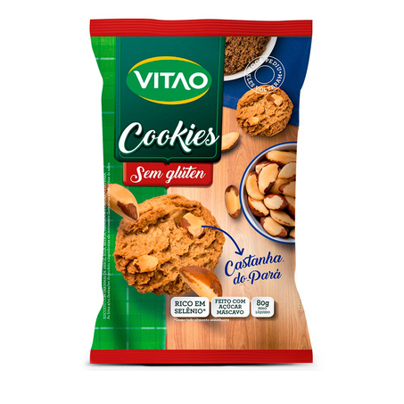 Biscoito Vitao Cookies Sem Glúten Castanha Para Pacote 80G