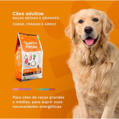 RAÇÃO QUATRO PATAS ADULTO RAÇAS MÉDIA/GRANDE 1KG