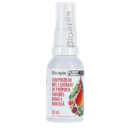 COMPOSTO DE MEL E EXTRATO DE PRÓPOLIS BIOAPIS ROMÃ E HORTELÃ SPRAY 30ML 360-34