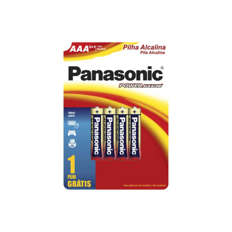 Pilha Panasonic Alcalina Palito com 4 Grátis 1 Unidade
