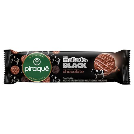 BISC.PIRAQUE 80G LEITE MALTADO BLACK COBERT.CHOC. CX 40.0