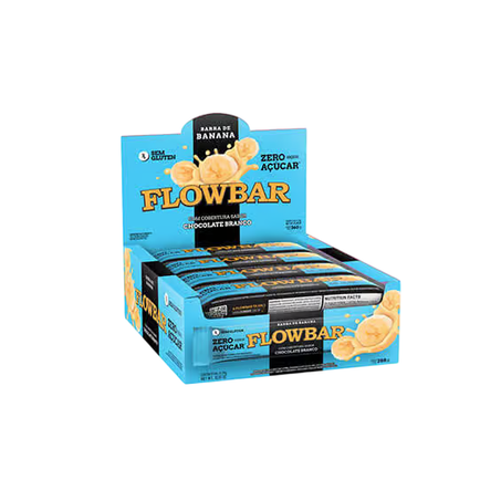 Barra de Banana Flowbar Chocolate Branco Zero Açúcar 24g