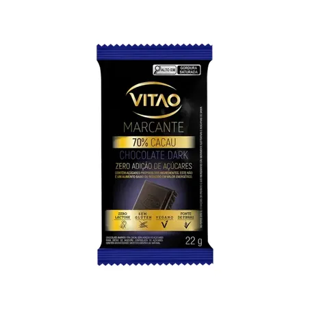 CHOCOLATE DARK 70% CACAU MARCANTE 22G VITAO