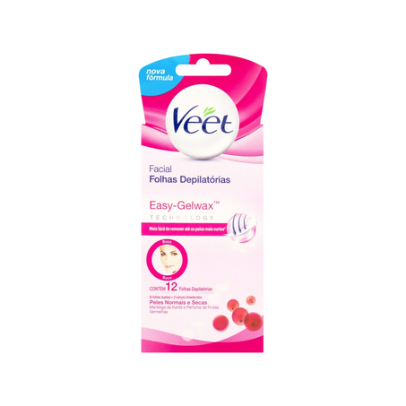 Folhas Depilatórias Veet Facial Pele Normal 12 Folhas