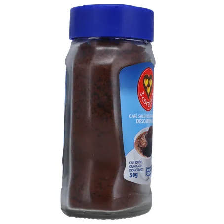 Café Solúvel Granulado 3corações Descafeinado Pote de Vidro 50gr 360-29