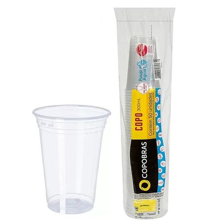 Copo descartável copobrás liso chopp cristal 300ml c/ 50 un