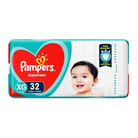 Fralda pampers basica supersec xg c/32un