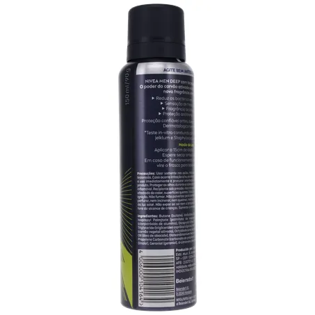 Antitranspirante Aerosol Nivea Men Deep Sport 72H Carvão Ativado Frasco Spray 150ml 360-13
