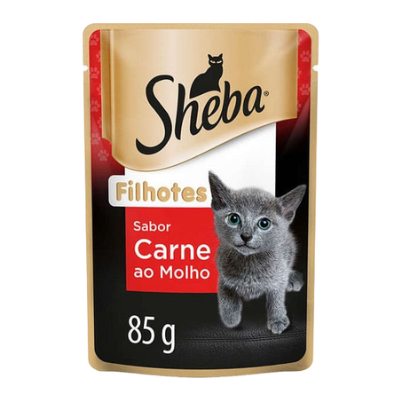 Ração Sheba Gato Filhote Carne ao Molho Sachê 85g