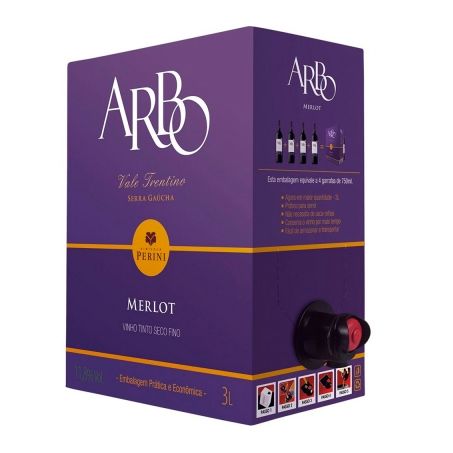 VINHO TINTO SECO ARBO MERLOT BAG 3L