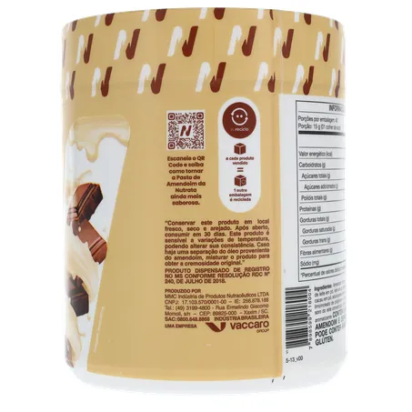 PASTA DE AMENDOIM NUTRATA LEITE TRUFADO COM WHEY PROTEIN ZERO AÇÚCAR POTE 600G 360-14