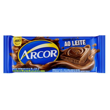 CHOCOLATE ARCOR BARRA AO LEITE 80G