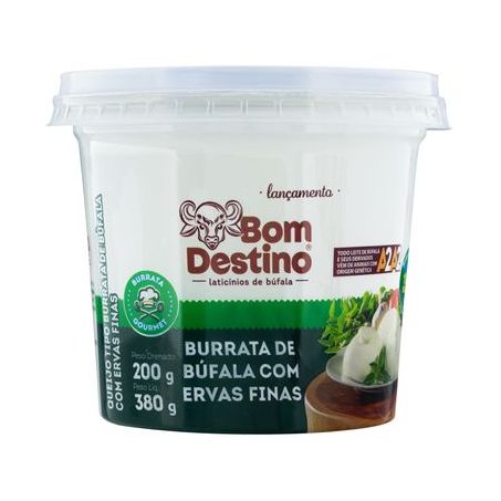 Queijo tipo burrata de búfala 200g bom destino - com ervas finas