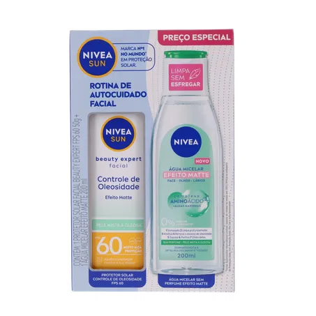 Kit nivea protetor solar fps60 50ml + água micelar 200ml