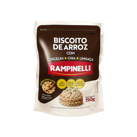 Biscoito de Arroz Rampinelli Gergelim, Chia e Linhaça 150G