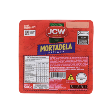 Mortadela jcw sem gordura pacote 500g