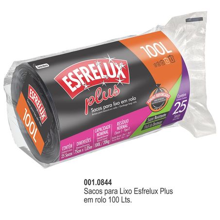 Saco lixo esfrelux plus rolo 100l 25x1