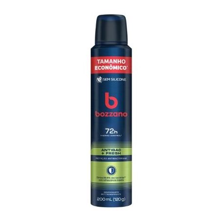 Antitranspirante Aerossol Bozzano Antibac Fresh 200ml Spray Tamanho Econômico