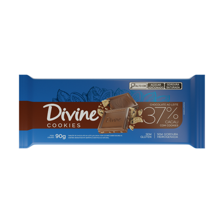 Chocolate ao leite 37% cacau com cookies divine 70g