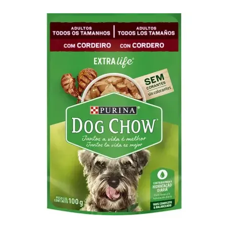 Alimento para Cães Adultos Purina Dog Chow com Cordeiro Sachê 100gr