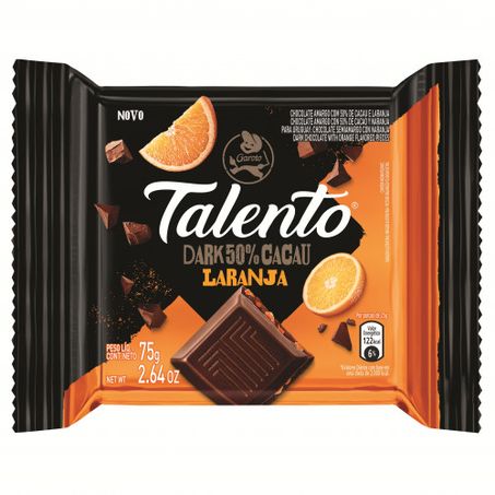 Chocolate Barra Garoto Talento Dark 50% Cacau Laranja 75g 
 