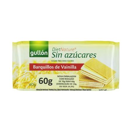 Biscoito Wafer Recheio Creme de Baunilha Zero Açúcar Gullón Diet Nature Pacote 60G