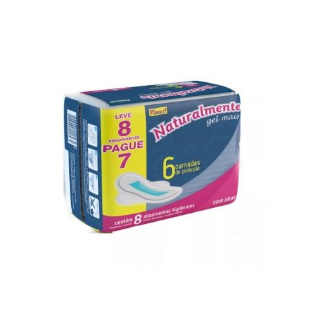 Absorvente naturalmente 8 unidades cobertura suave com abas